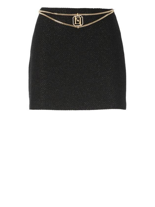 Elisabetta Franchi 체인 벨트 트위드 미니 스커트