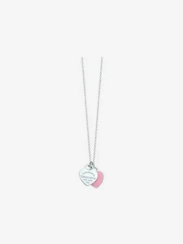 티파니 앤 코 리턴 투 티파니 핑크 더블 하트 태그 펜던트 미니 실버 Tiffany & Co. Return To Tiffany Pink Double Heart Tag Pendant Mini Silver