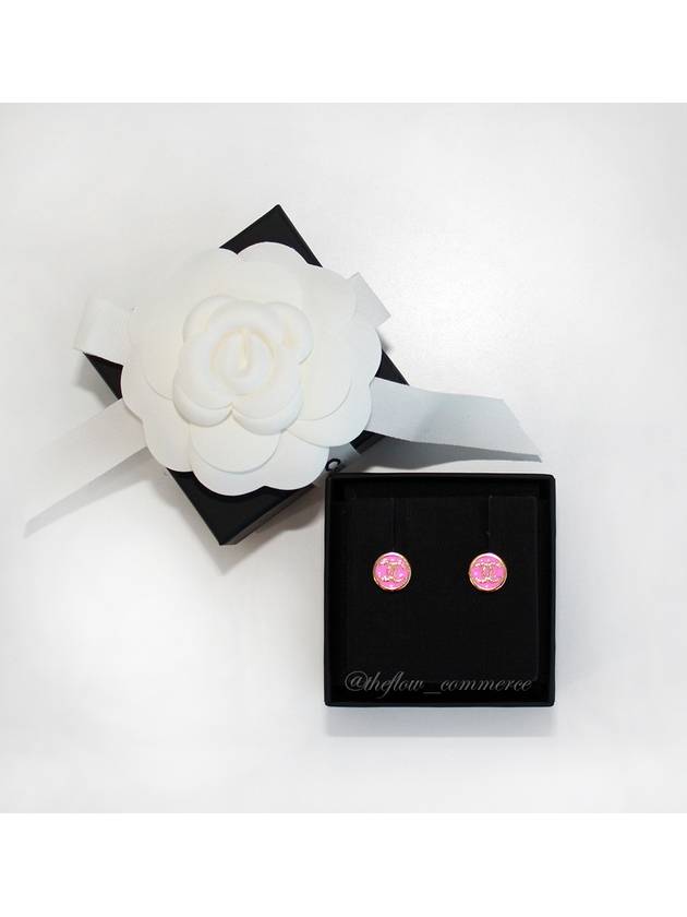 샤넬 CC로고 라운드 써클 핑크 골드 귀걸이 이어링 ABC830 B15385 NU486