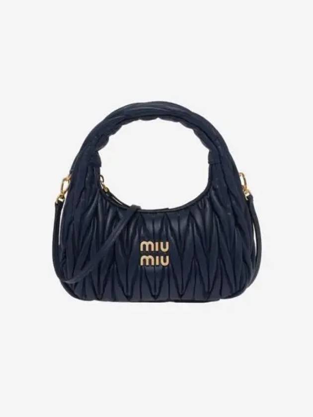 미우 미우 완더 마테라쎄 나파 레더 미니 호보백 발틱 블루 Miu Miu Wander Matelasse Nappa Leather Mini Hobo Bag Baltic Blue