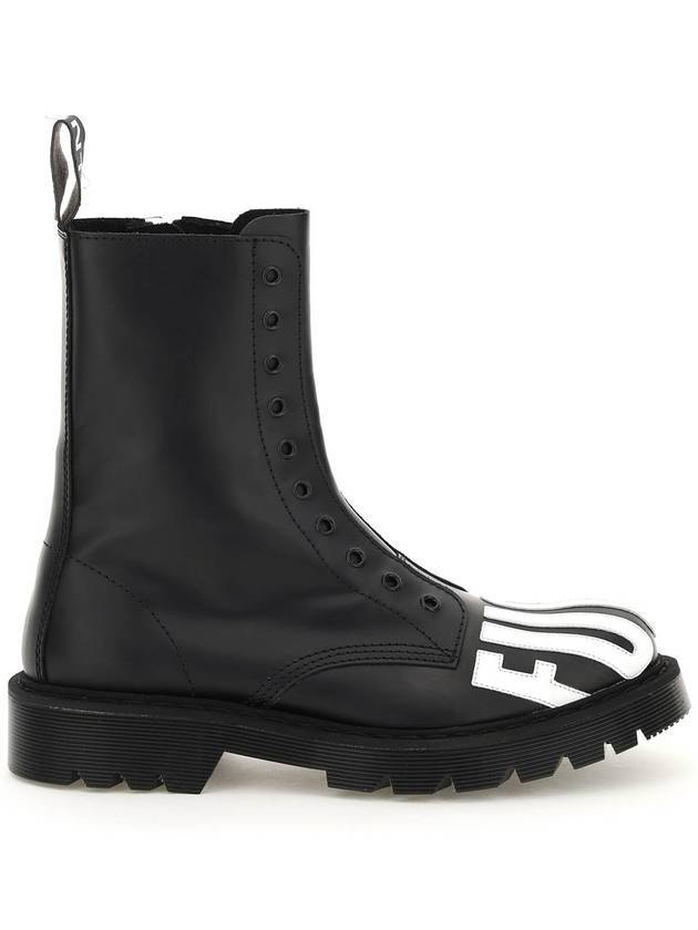 베트멍 오프 아미 레더 앵클 부츠 블랙