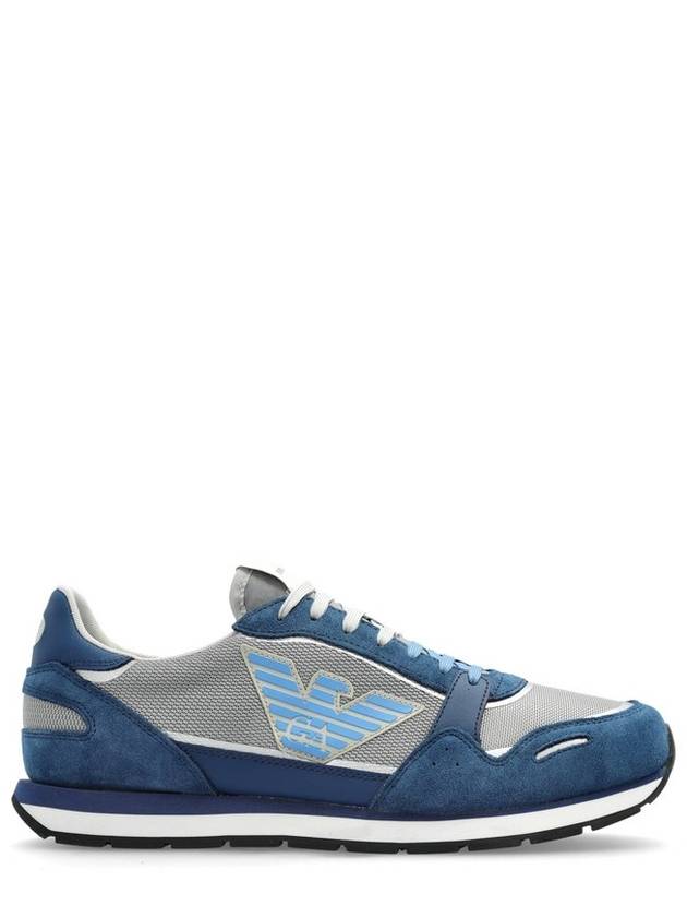 Emporio Armani 라운드 토 레이스업 스니커즈