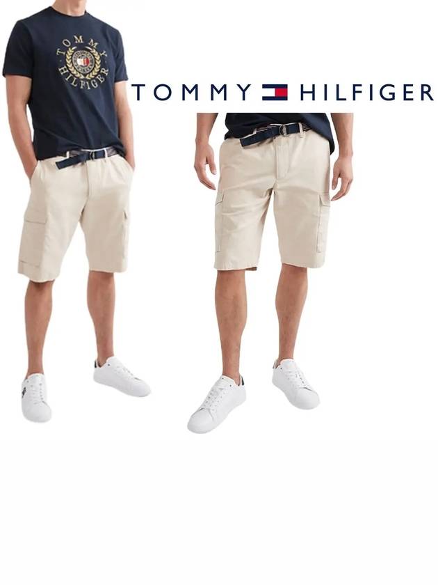 타미힐피거 벨티드 스몰로고 카고 쇼츠 반바지 아이보리