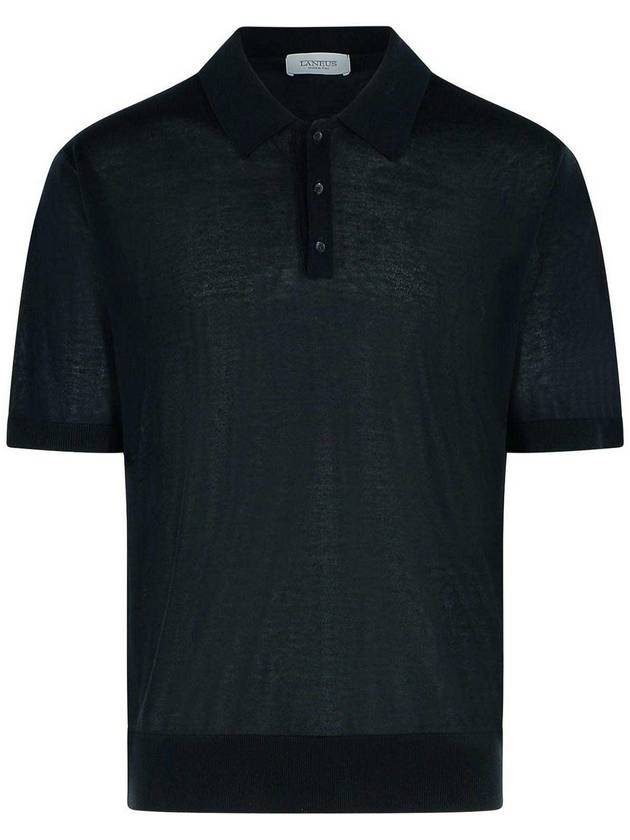 Laneus Black Lyocell Polo Shirt
