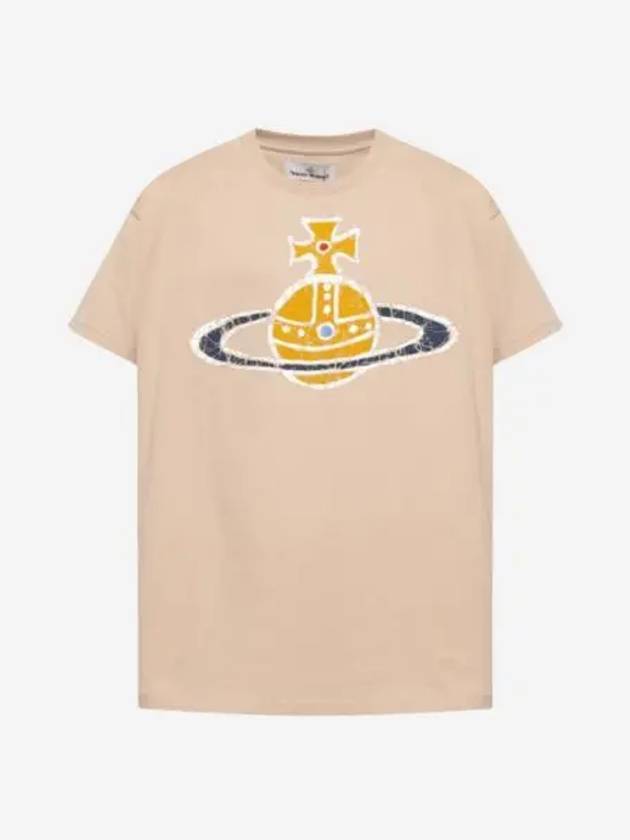 비비안 웨스트우드 로고 티셔츠 베이지 Vivienne Westwood Logo T Shirt Beige