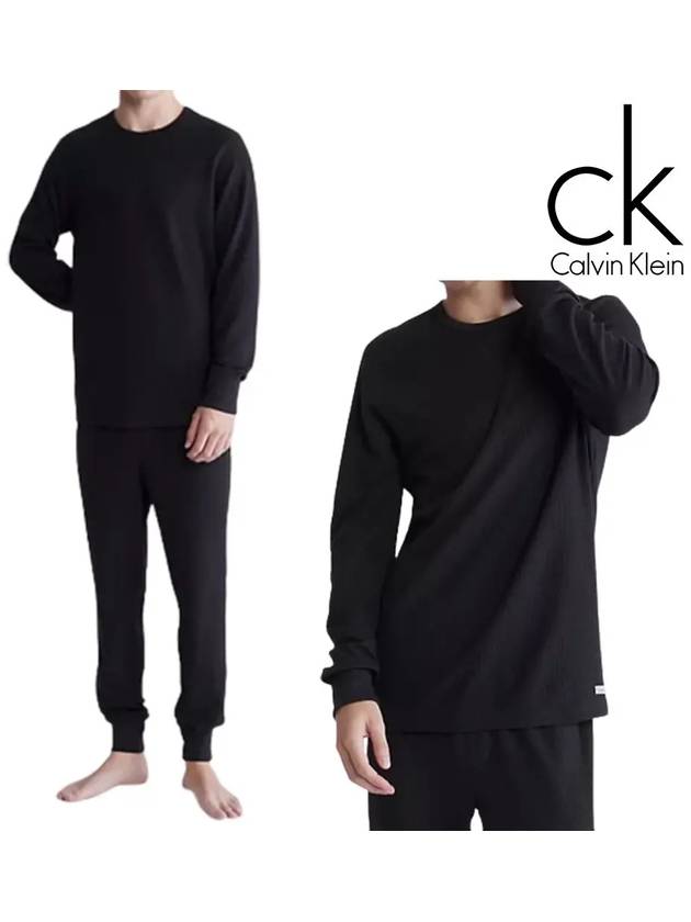 캘빈클라인 라운지 슬립 써멀 롱슬리브 탑 스웨터 블랙