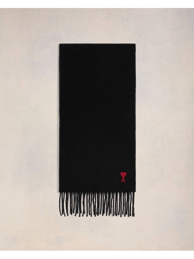 아미 스몰 하트 로고 울 클래식 스카프 블랙 USF405 334 001