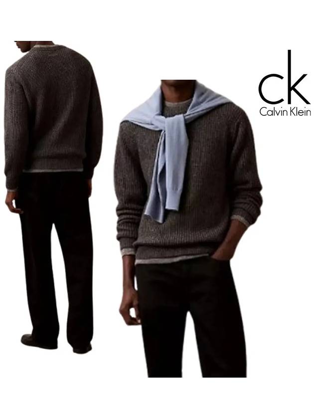 캘빈클라인 맨투맨 울 리브 블렌드 탑 티셔츠 차콜