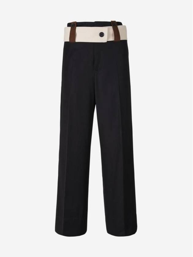 22FW 플랜씨 스트레이트 팬츠 PNCAC52YH0TV00465 VISCOSE 35 COTTON BLACK BROWN AND CREAM