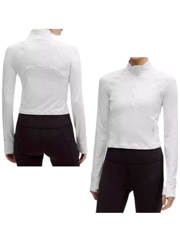 룰루레몬 상의 반집업 크롭 긴팔 티셔츠 화이트