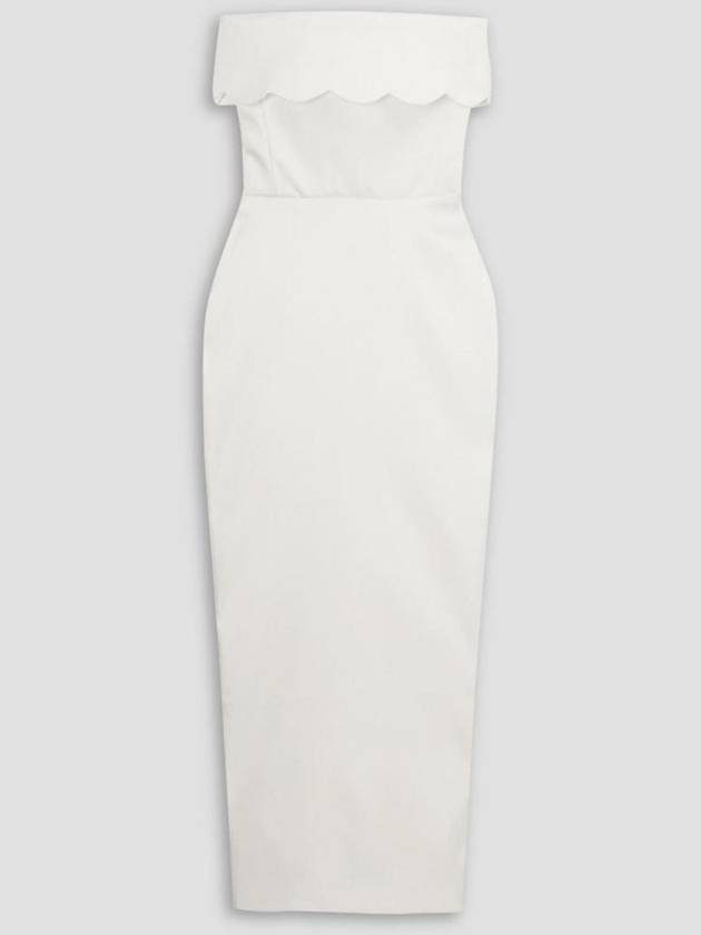 NB07 RASARIO 여성 원피스 Strapless scalloped duchesse satin maxi dress
