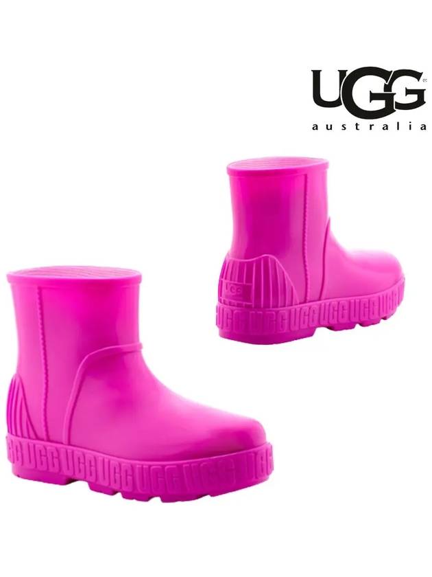 어그 UGG 여성용 드리즐리타 방수 장화 레인 부츠 핫핑크