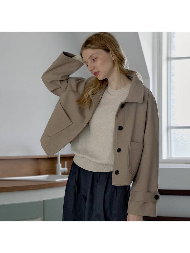 아방 헤링본 트러커 자켓 베이지