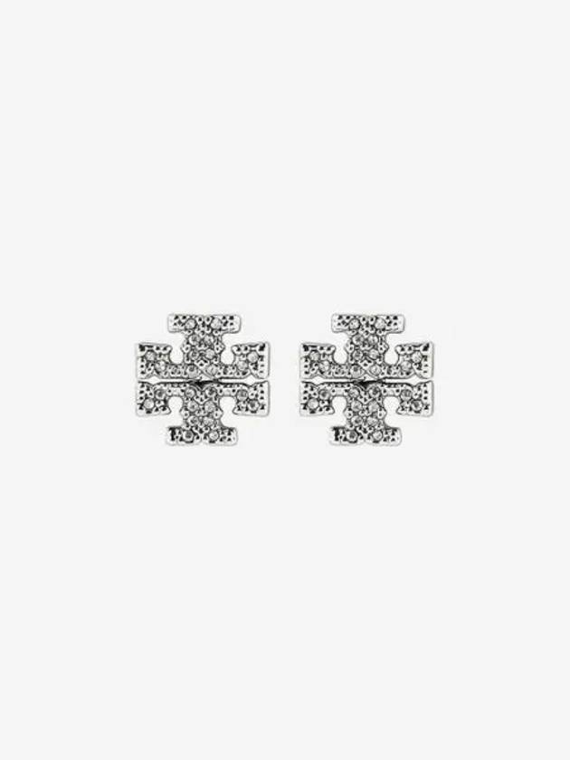 W 토리버치 키라 파베 스터드 이어링 실버 크리스탈 W Tory Burch Kira Pave Stud Earring Silver Crystal