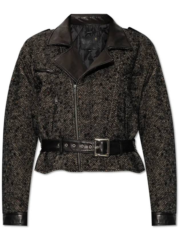 R13 헤링본 벨티드 재킷 R13WR334R428A0_BLACKHERRINGBONE