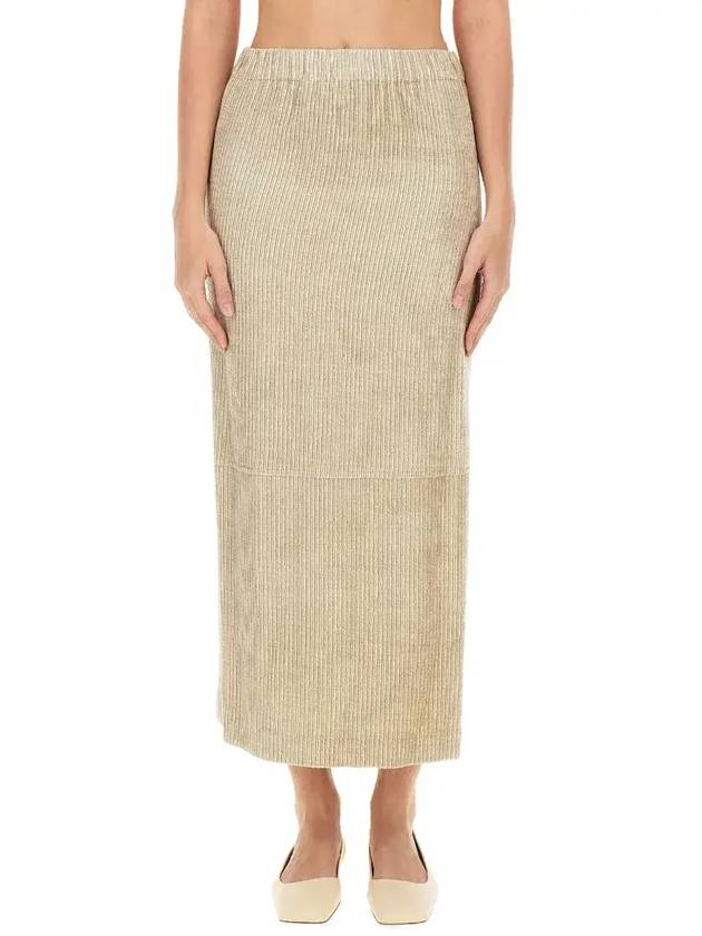 Alysi 탄력 허리띠 스트라이프 미디 스커트 154031A4216_SAND