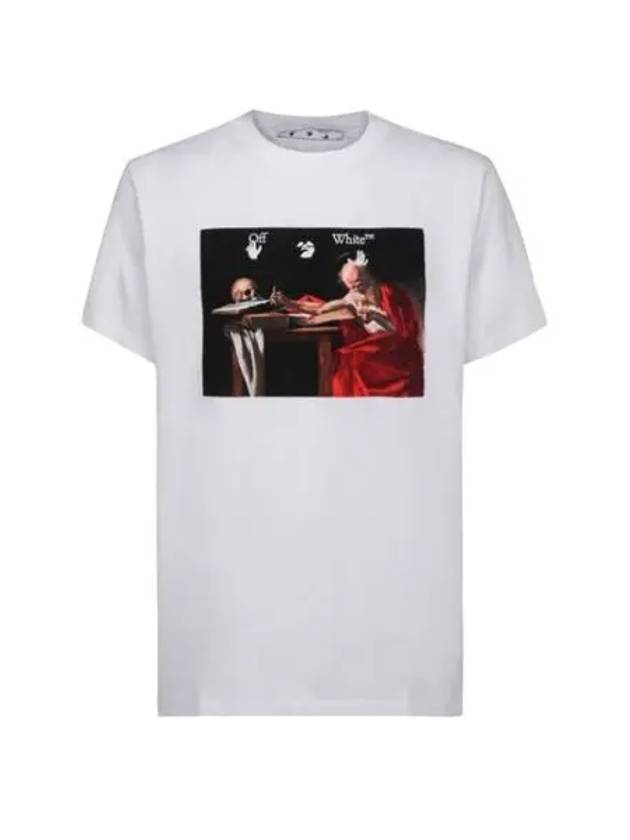 오프화이트 카라바지오 슬림 숏슬리브 티셔츠 화이트 Off White Caravaggio Slim S S T Shirt White