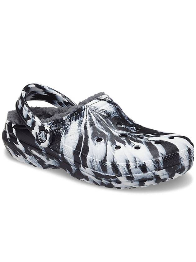 크록스 여성 남성 클래식 라인드 마블 클로그 겨울 털신 털 슬리퍼 신발 샌들 White Black