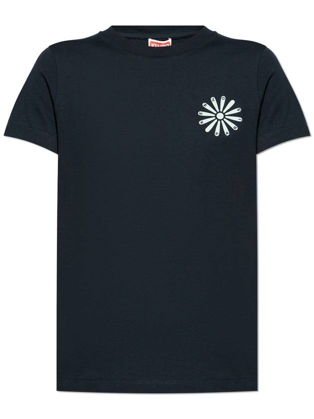 24FW 겐조 여성 반팔 티셔츠 Kenzo Printed T-shirt  Women's  Navy Blue