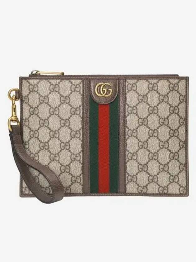 구찌 오피디아 GG 웹 파우치 베이지 에보니 Gucci Ophidia GG Pouch with Web Beige Ebony
