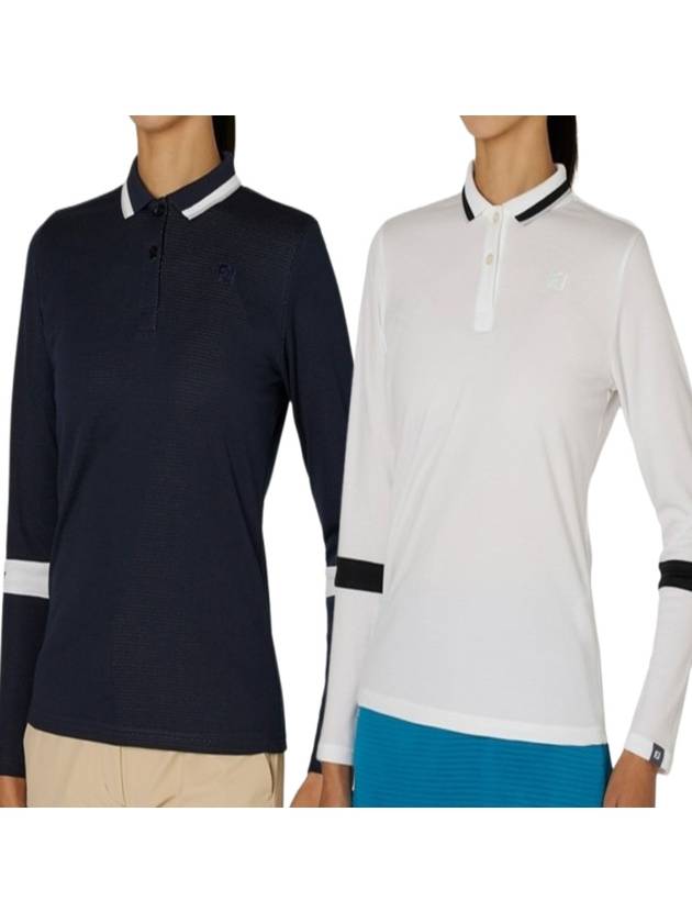 풋조이 긴팔 여성 슬리브 라인 메시 폴로 24 FW
