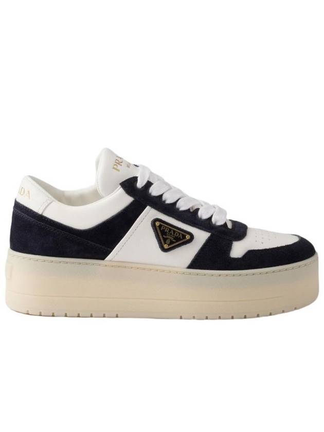 프라다 다운타운 볼드 나파 레더 앤 스웨이드 스니커즈 화이트 블루 1E792M Y5T F0944