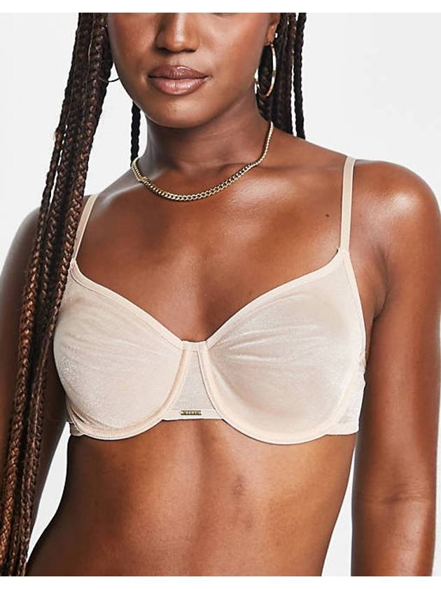 DKNY 인티메이트 베이지 글로스 앤 글로스 언라인 데미 브라 DKNY Intimates glisten and gloss unlined demi bra in beige