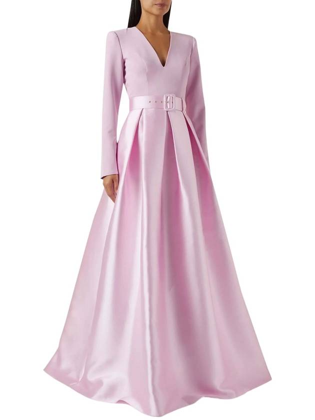 IVY SOFT CREPE AND MIKADO LONG DRESS