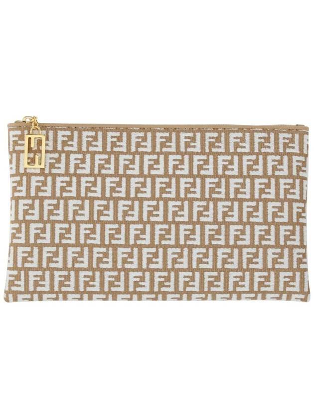 펜디 레더 미디엄 플랫 파우치 백 핑크