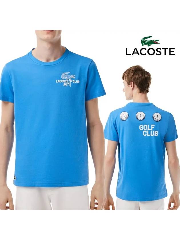 라코스테 악어골프 프린트 탑 반팔티셔츠 블루