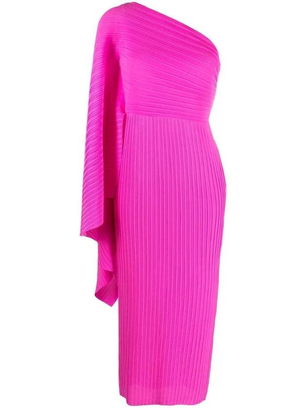 솔레이스 런던 여성 LENNA ONE SHOULDER MIDI DRESS OS30033PLEATEDCHIFFONHOTPINK