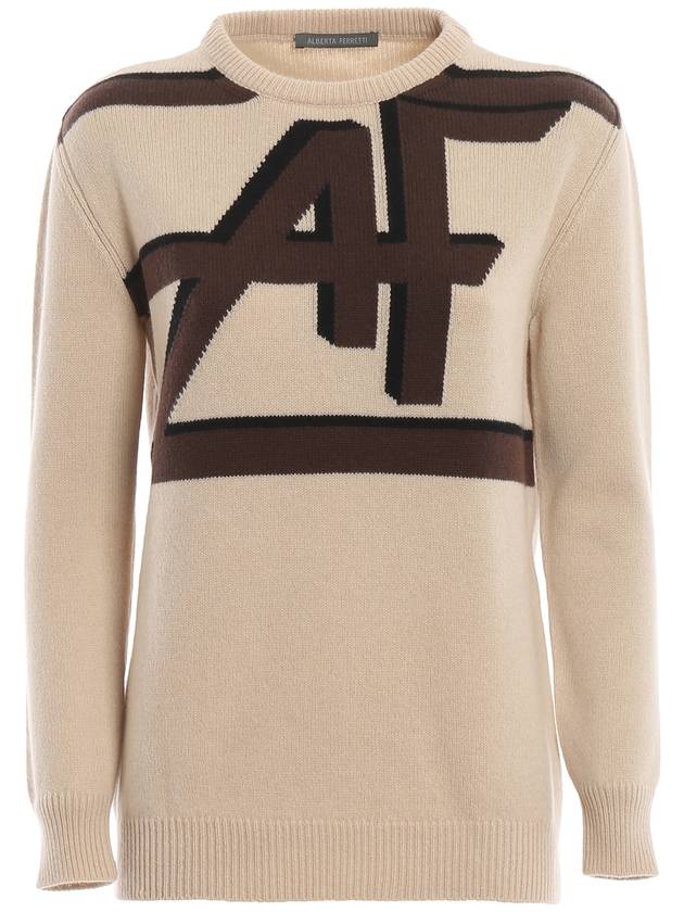 Alberta Ferretti Logo intarsia wool and cashmere sweater
