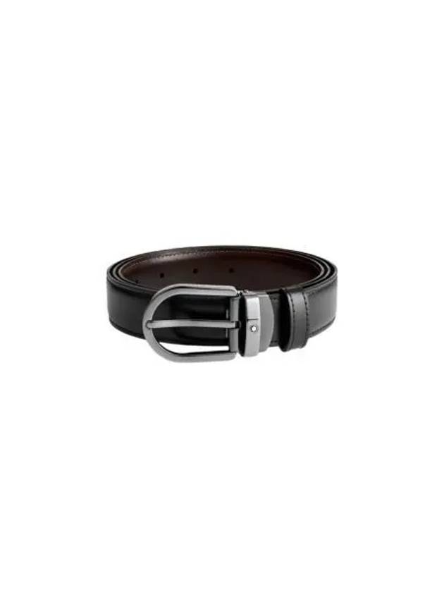 몽블랑 홀스슈 버클 30mm 리버시블 레더 벨트 블랙 브라운 Montblanc Horseshoe Buckle 30mm Reversible Leather Belt Black Brown