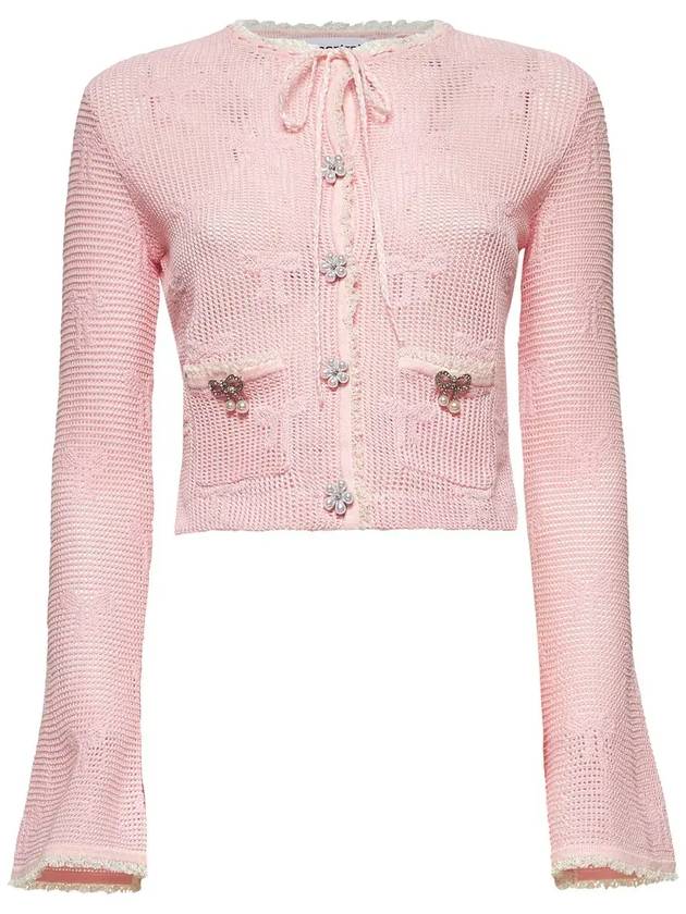셀프 포트레이트 리본 크로셰 카디건 SS25164CP_PINK