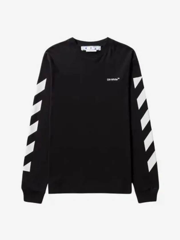 오프화이트 다이애그널 헬베티카 스케이트 롱슬리브 티셔츠 블랙 화이트 Off White Diagonal Helvetica Skate L S T Shirt Black White