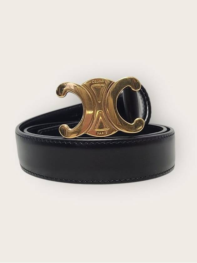 셀린느 블랙 금장 트리옹프 토뤼옹 벨트 70