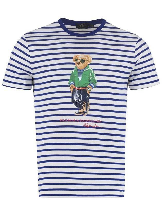 폴로 랄프로렌 스트라이프 베어 반팔 티셔츠 화이트 블루