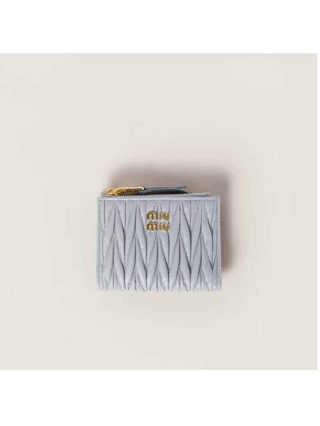 25SS 미우미우 여성 로고 펄그레이 스몰 마테라쎄 나파 가죽 반지갑 5ML024 2FPP F0164