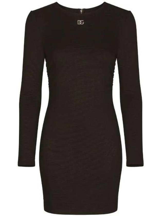 돌체앤가바나 크루 넥 로고 장식 미니 드레스 F6ACQTFUGPN