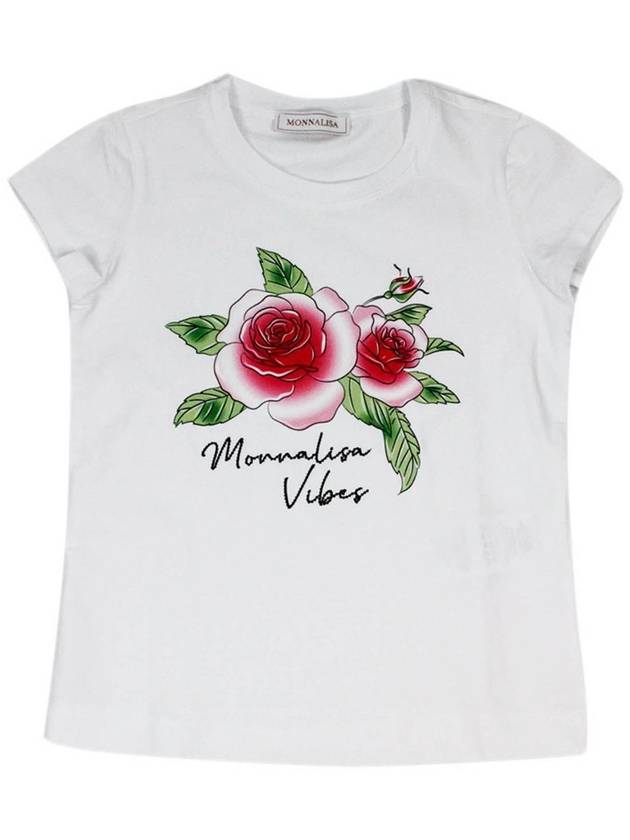 Monnalisa Rose logo t-shirt in white