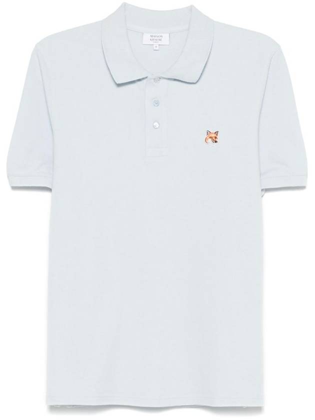 메종키츠네 폭스 헤드 패치 코튼 PK셔츠 블루