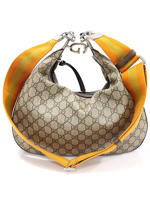 702823 GG 수프림 캔버스 WEB 트리밍 아따슈 미디엄 숄더백