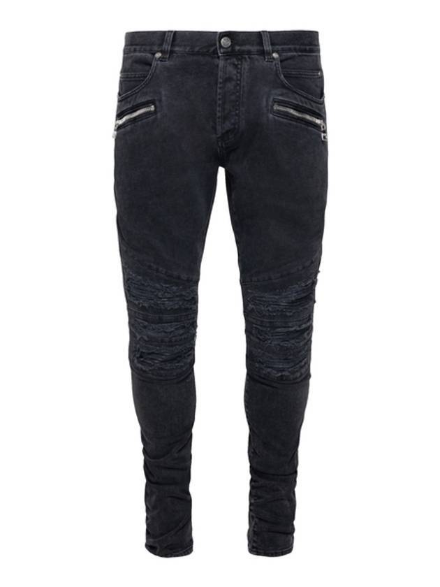 발망 워시드 지퍼 디테일 진 블랙