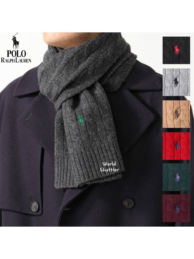 폴로 랄프로렌 포니 케이블 니트머플러 뜨개질목도리 겨울 남녀공용 머플러스톨
