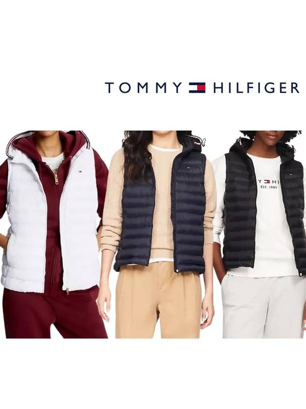 타미힐피거 여성 경량 탑 탈부착 후드 베스트 조끼 블랙 화이트 네이비