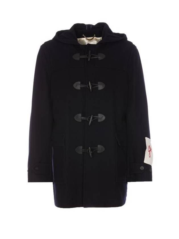 골든구스 울 후드 더플 코트 네이비