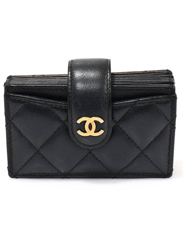 Chanel 샤넬 AP0342 블랙 램스킨 금장 CC로고 아코디언 카드지갑 27번대
