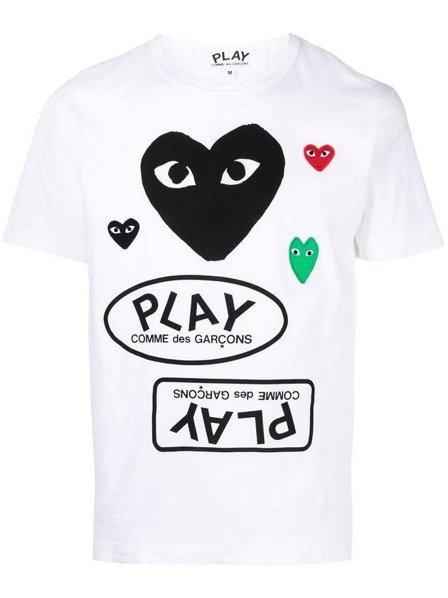 Comme des Garcons Play White Cotton Heart Logo-Print T-Shirt