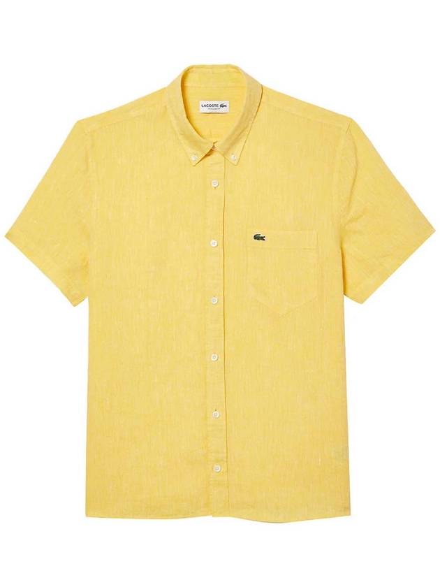 Lacoste Yellow Embroidered Logo Short-Sleeve Shirt