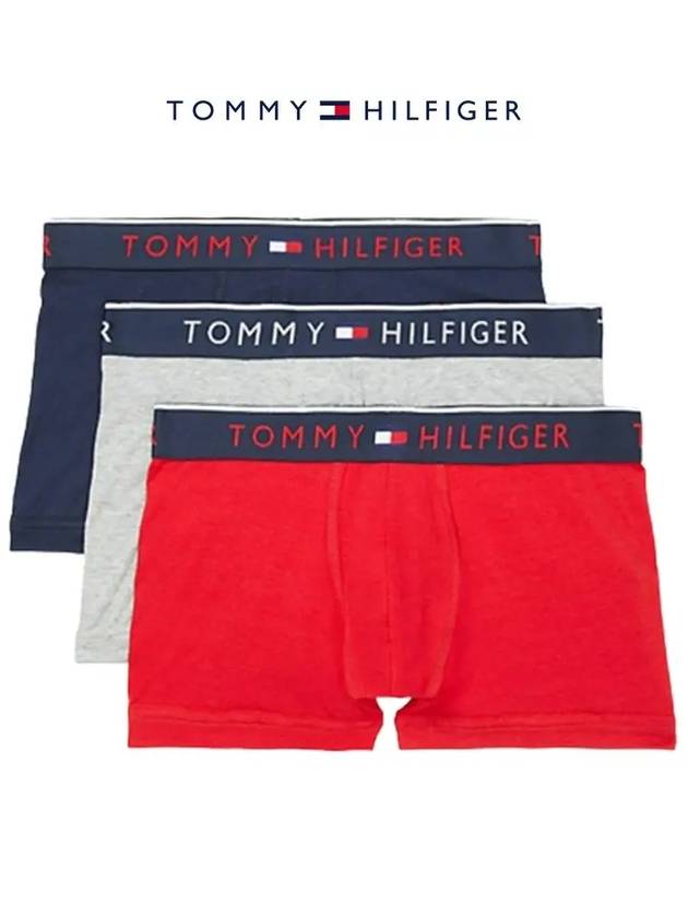 타미힐피거 속옷 에센셜 럭스 트렁크 3팩 사각팬티 레드 남성 남자타미 티팬티 바디 드로즈